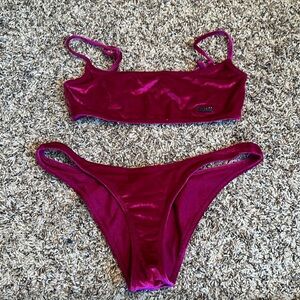 Wine Suede Triangl Bikini